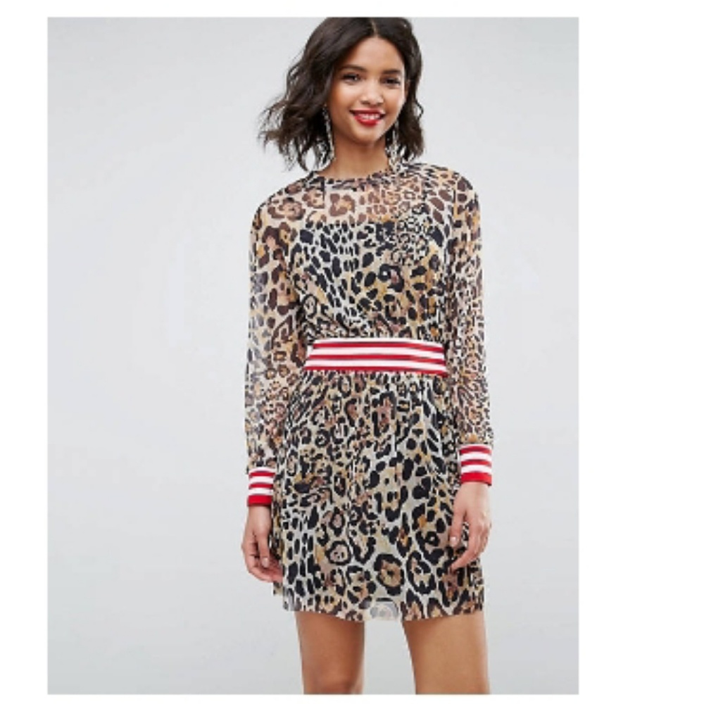 Asos Leopard print mesh skater dress